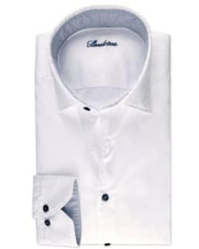 Stenströms Slimline Casual Contrast Twill Shirt 7747210537000 M - Blue