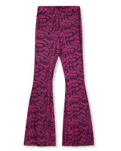 Refined Department Pantalon zèbre à cœur évasé en tricoté violet