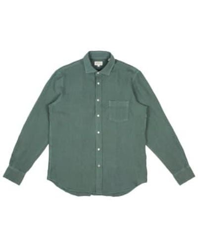 Hartford Shirt en lin paul delave vert foncé