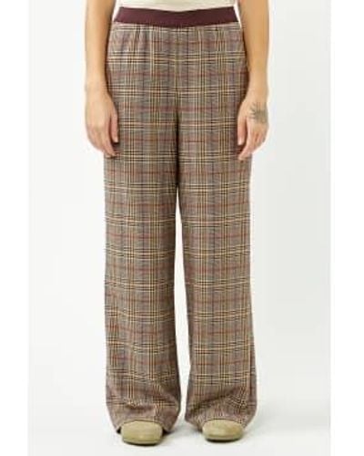 indi & cold Burgundy Check Straight Leg Trousers Multi / M - Brown