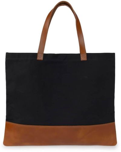 VIDA VIDA Large Leather And Canvas Tote Bag - Black