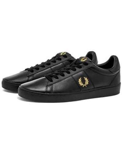 Fred Perry Authentic Spencer Leather Sneaker Black And Gold - Nero
