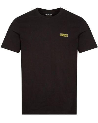 Barbour Black T Shirt With Yellow Logo