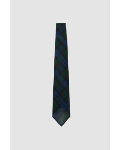 Drake's Fine Woven Grenadine Silk Hand Rolled Tie Blackwatch - Blue