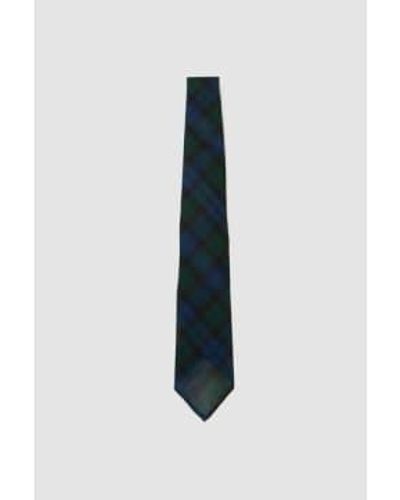Drake's Handgerollte Krawatte aus fein gewebter Grenadine-Seide Blackwatch - Blau