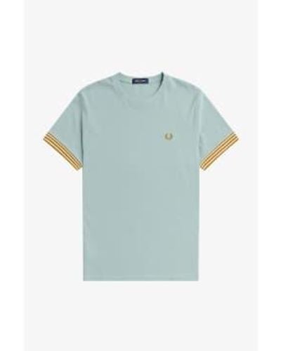 Fred Perry M7707 Striped Cuff T Small - Blue