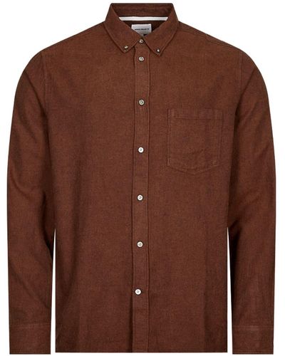 Norse Projects Anton Flannel Shirt Rust Brown - Marrone