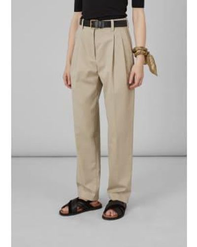 L'Exception Paris Double Pleated Cotton Twill Trousers 36 - Natural