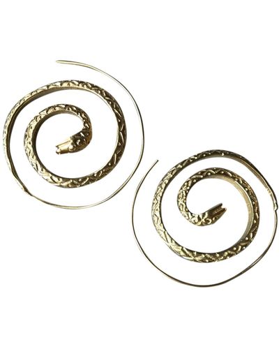 CollardManson Pendientes Espiral Serpiente Plata 925 Recubierta Oro - Metálico