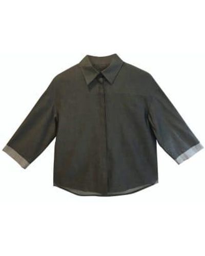 AV London Crisp Cotton Shirt Size 6 /silver - Grey