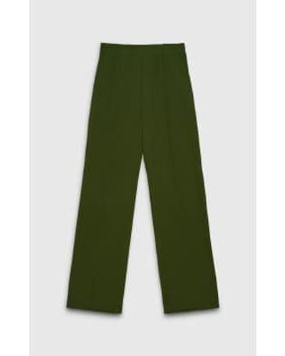 Vince High Waist Pull On Linen Trouser In Deep Herb Medium - Green