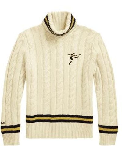 Polo Ralph Lauren Cable Knit Blend Turtleneck Jumper Cream Xl - Natural