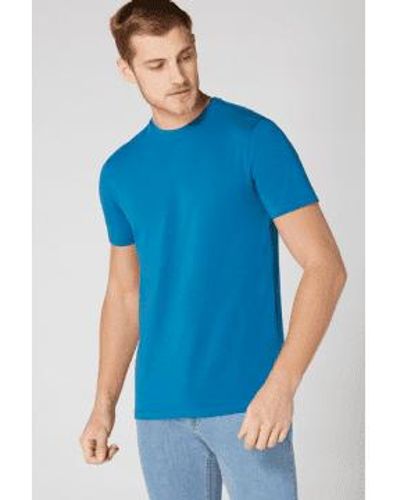 Remus Uomo Sapphire bleu t-shirt en coton ficture à fosse effilée