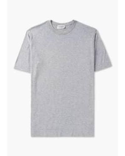 John Smedley Herren lorca-welted t-shirt in silber - Grau