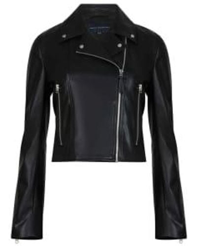 French Connection Etta Pu Faux Leather Biker Jacket - Nero