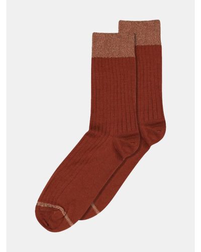 mpDenmark Erina Wool Rib Socks - Brown