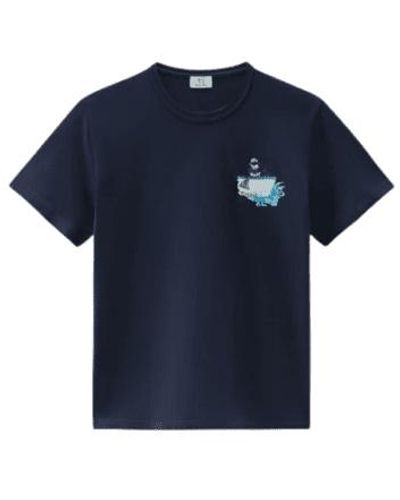 Woolrich Male Animated Sheep Cotton Tee Melton S - Blue