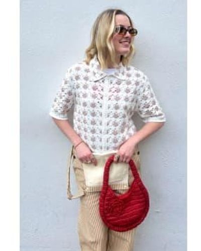 Wax London Porto Splash Crochet Ecru Shirt M - White
