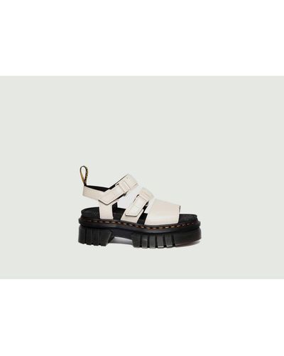 Dr. Martens Leather Platform Sandals Ricki 3-strap - White