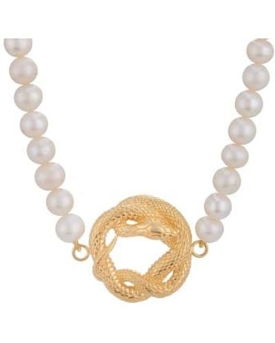 WINDOW DRESSING THE SOUL Pearl Choker Necklace Wsnake Plated - Metallizzato