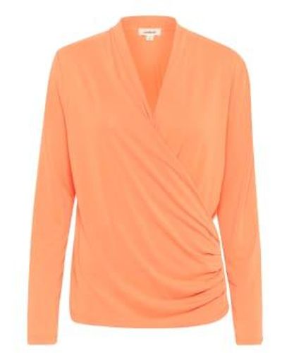 Soaked In Luxury Slcolumbine Wrap Blouse Ls - Orange