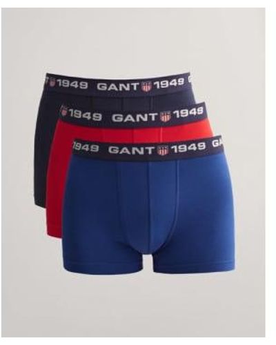 GANT Pack Of 3 Red And Navy Retro Shield Trunks - Blue