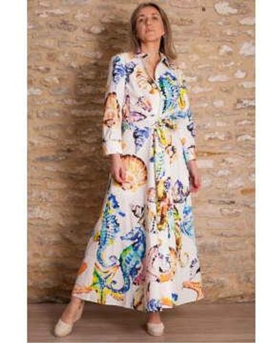Sara Roka Dralla Dress In Sealife Print - Neutro