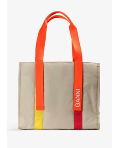 Ganni Recycled Tech Medium Tote Bag One-size - Orange