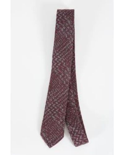 Remus Uomo Burgundy Narrow Checked Tie One Size - Purple