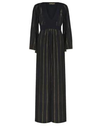 Stardust Gold Stripe Folk Maxi Dress Xs - Black
