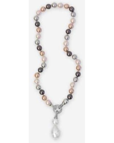 Soda Store Pearl Pendant Necklace Dark Plated | - Metallic