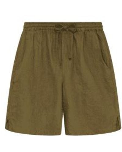 Komodo Jerry Linen Shorts Khaki S - Green
