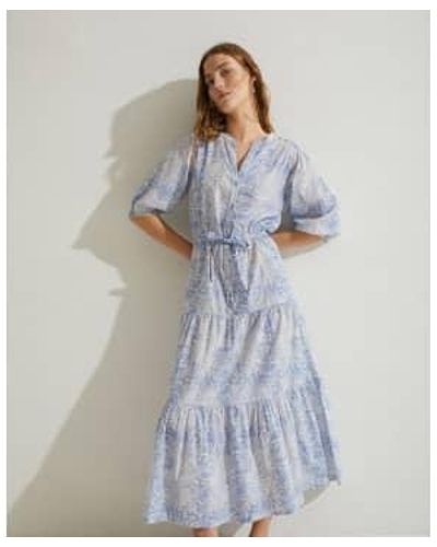 Yerse Print Organic Cotton Dress - Blue