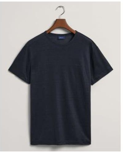 GANT Linen T Shirt In Dark Evening - Blu
