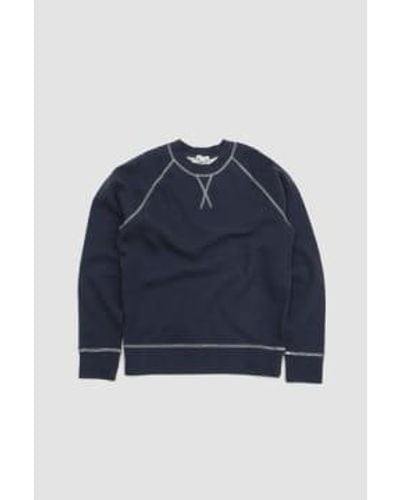 Sunspel Fleeceback Sweatshirt Navy Melange - Blu