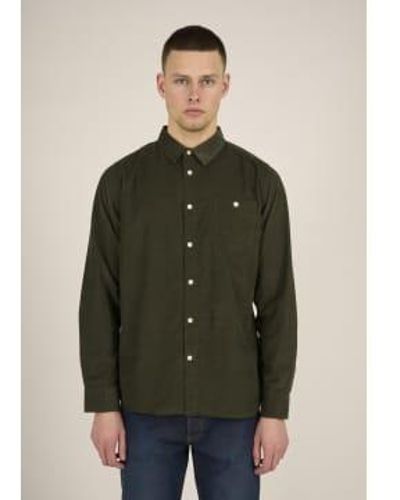 Knowledge Cotton 90512 Camisa Pana Custom Fit Forrest Night - Verde