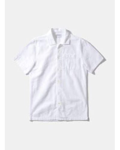 Edmmond Studios Seersucker Short Sleeve Shirt Plain M - White