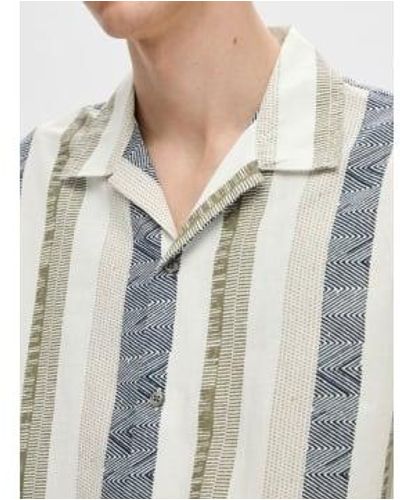 SELECTED Linen Ss Shirt Egret / Small - Multicolour