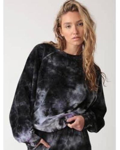 Electric and Rose Ronan Velour Pullover Onyx / Lilac M - Black