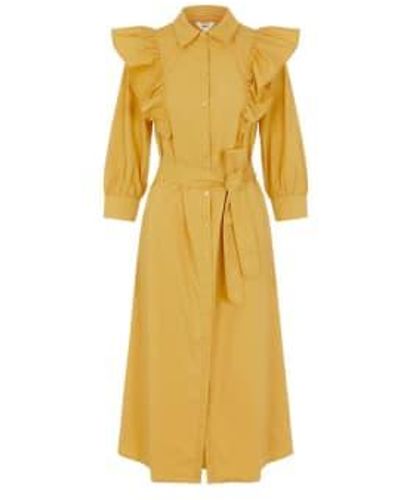 Object Print Long Sleeved Dress - Yellow