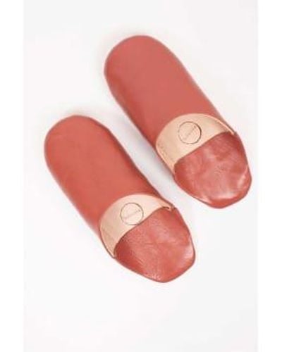 Bohemia Designs Leather Babouche Basic Slippers - Rosso
