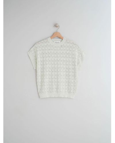 indi & cold Water Loose Knitted Jumper - White