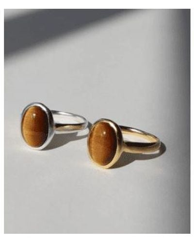 Lines & Current Lines Current Gold 20Mm The Tigers Eye Oval Ring - Grigio