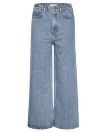 Gestuz Ambergz Hw Straight Culotte Jeans Mid - Blu