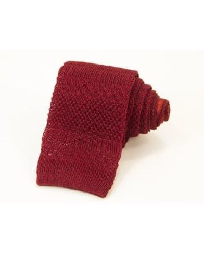 40 Colori Linen Solid Textu Striped Knitted Tie - Rosso