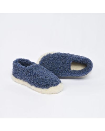 Yoko Wool Yoko Dark Blue Wool Slippers