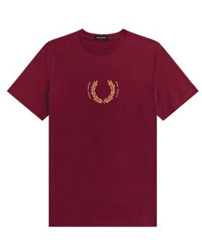 Fred Perry Couronne laurier Graphique Tee Tee Tee Port - Rouge