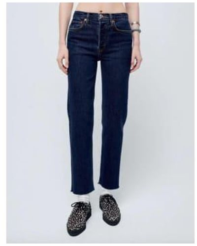 RE/DONE Redone Dark Rinse Stovepipe Jeans - Blu