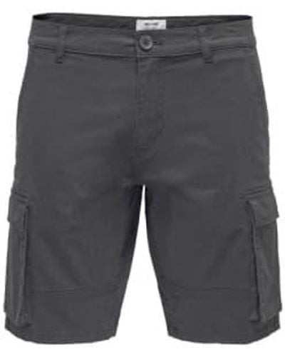 Only & Sons Cargo Shorts / Small - Grey