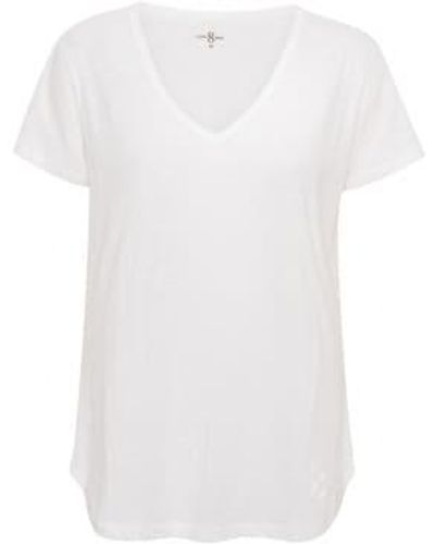 Costa Mani T Shirt Logo V Neck - Bianco